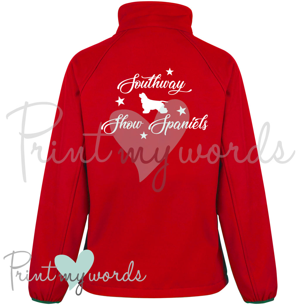 Personalised Softshell Dog Showing Jacket - Show Name & Silhouette