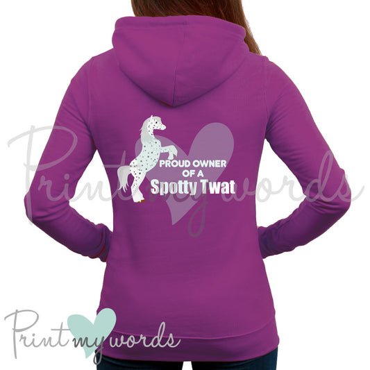 Proud Owner Of A Spotty Twat Funny Equestrian Hoodie