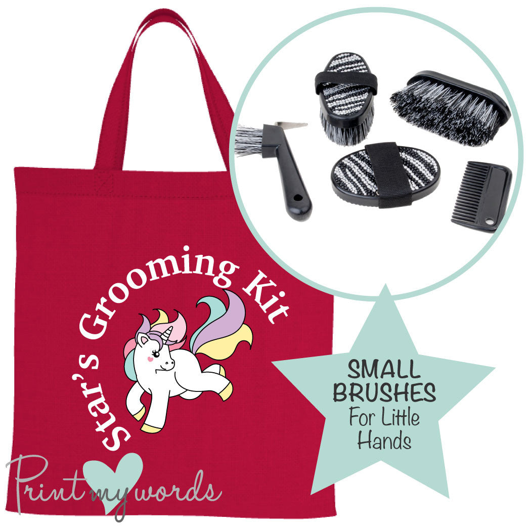 Children's Personalised Glitter Unicorn Grooming Kit with Tote Bag