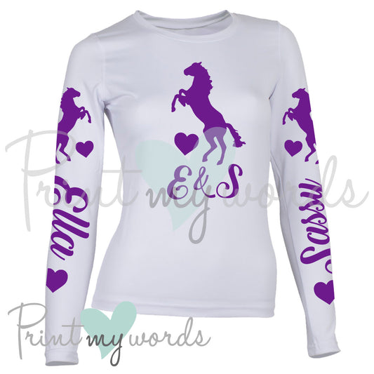 Ladies Personalised XC Cross Country Equestrian Base Layer - Rear Design