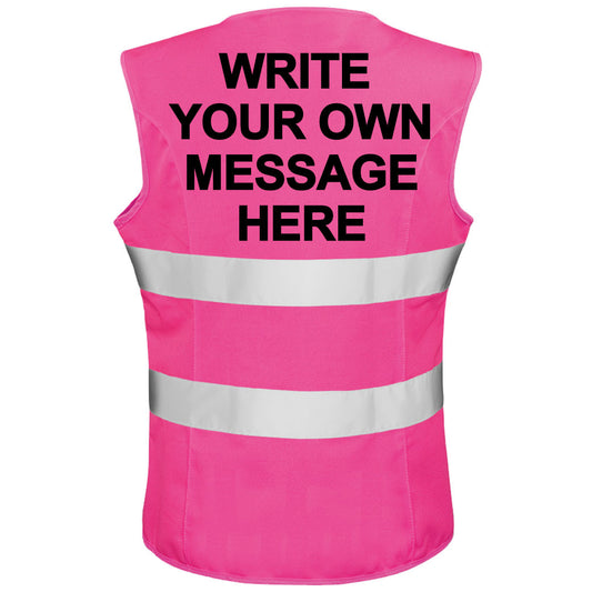 Hi Vis WRITE YOUR OWN MESSAGE High Visibility Equestrian Reflective Vest Tabard Waistcoat Personalised