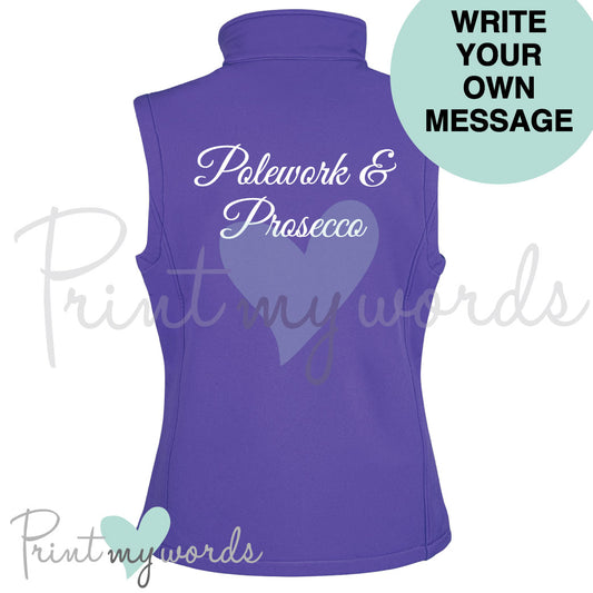 Personalised Equestrian Write Your Own Message Luxury Font Soft Shell Gilet Body Warmer Jacket