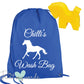Personalised Equestrian Drawstring Wash Bag - Scroll Design