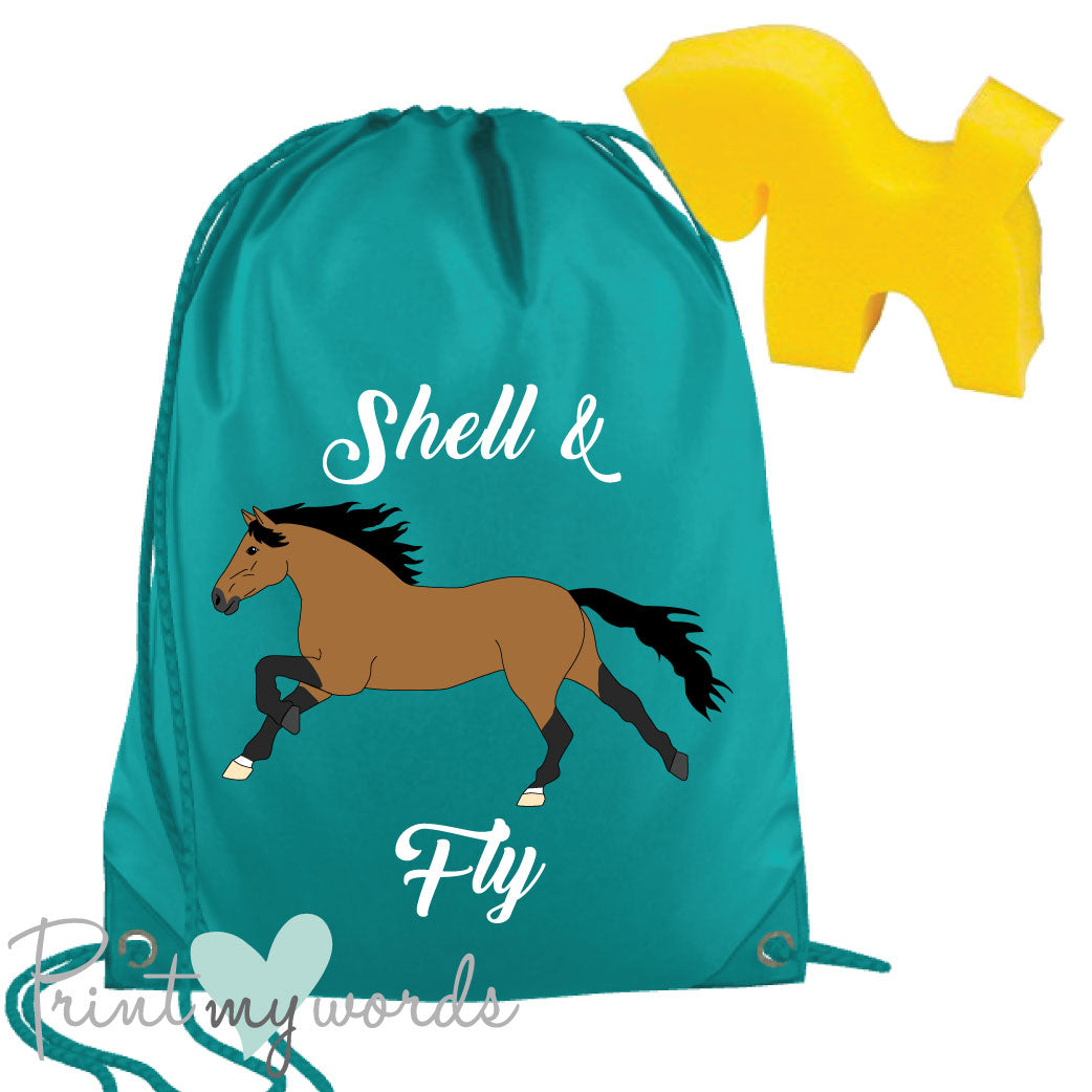 Personalised Equestrian Drawstring Wash Bag - Elegant Design