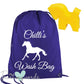 Personalised Equestrian Drawstring Wash Bag - Scroll Design