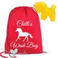 Personalised Equestrian Drawstring Wash Bag - Scroll Design