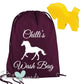 Personalised Equestrian Drawstring Wash Bag - Scroll Design