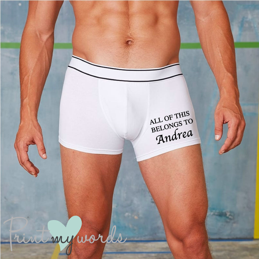Men s Personalised Belongs To Boxer Shorts