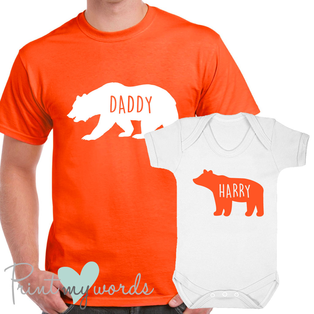 Personalised Daddy & Baby Bear Matching T-Shirt Set