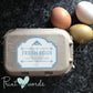 Personalised Blue Vintage Egg Box Labels x 12