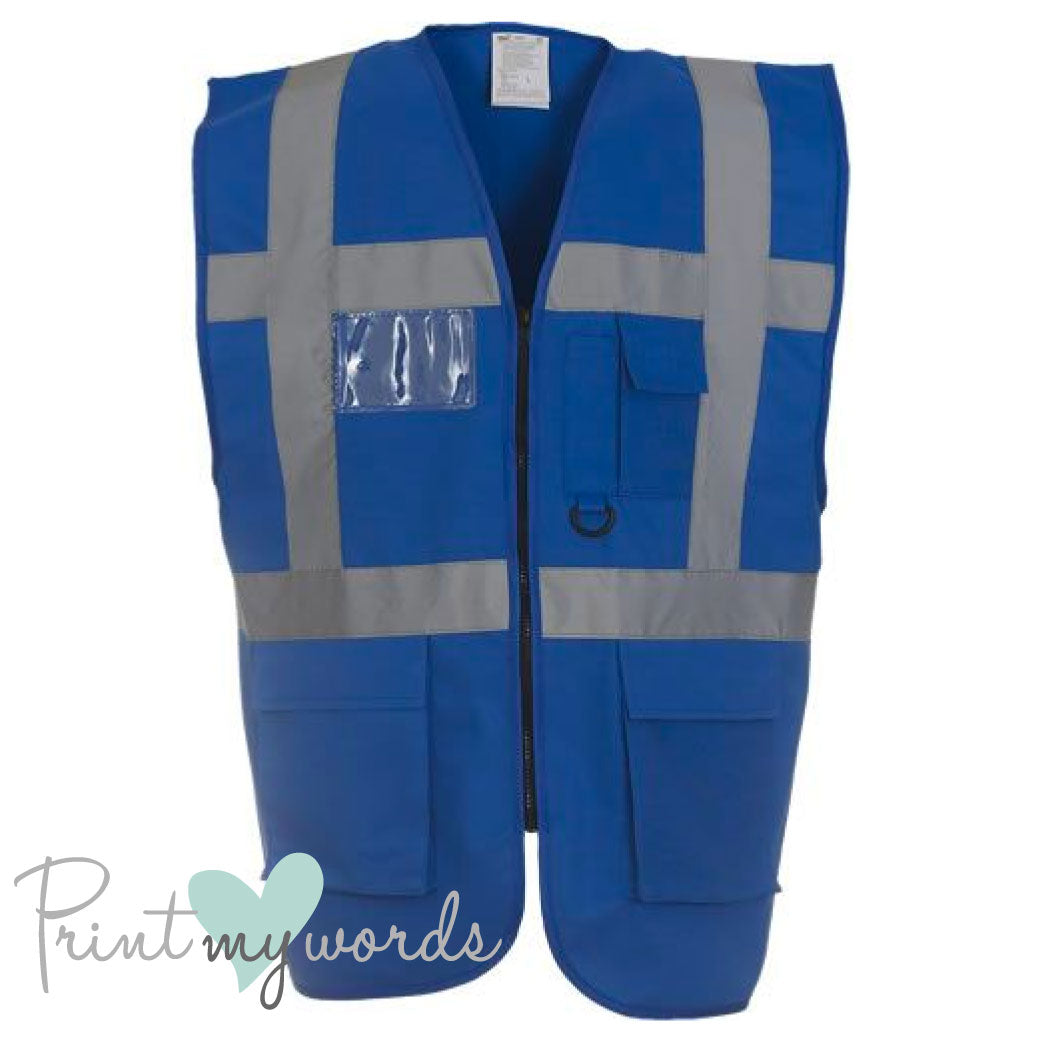 Official PW&S High Visibility Hi Vis Equestrian Reflective Zip-Up Waistcoat CAMERA, 10mph, PLEASE PASS WIDE & SLOW