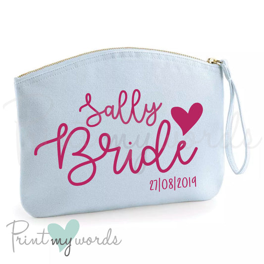 Personalised Hen Party Heart Make Up Bag - Bride