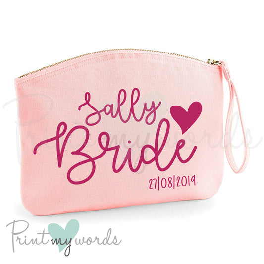 Personalised Hen Party Heart Make Up Bag - Bride