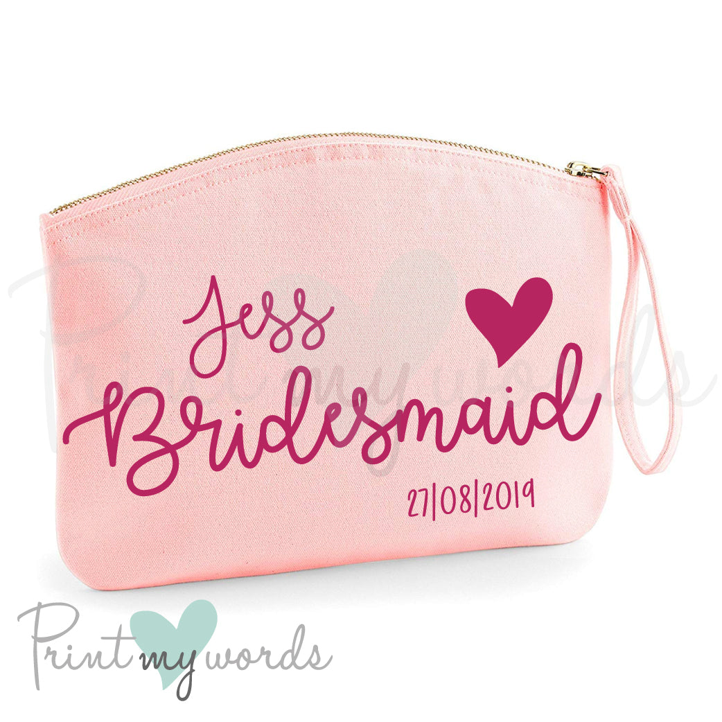 Personalised Hen Party Heart Make Up Bag - Bridesmaid
