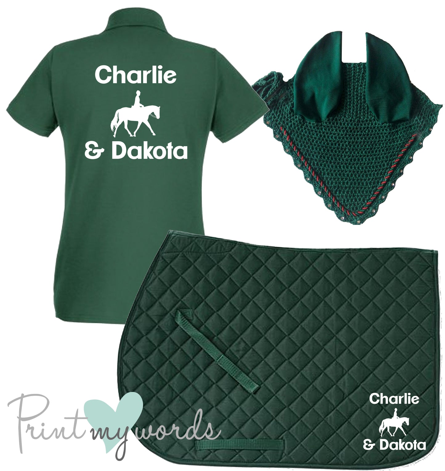 'Cora' Children's Personalised Matching Equestrian Set - Dressage Design