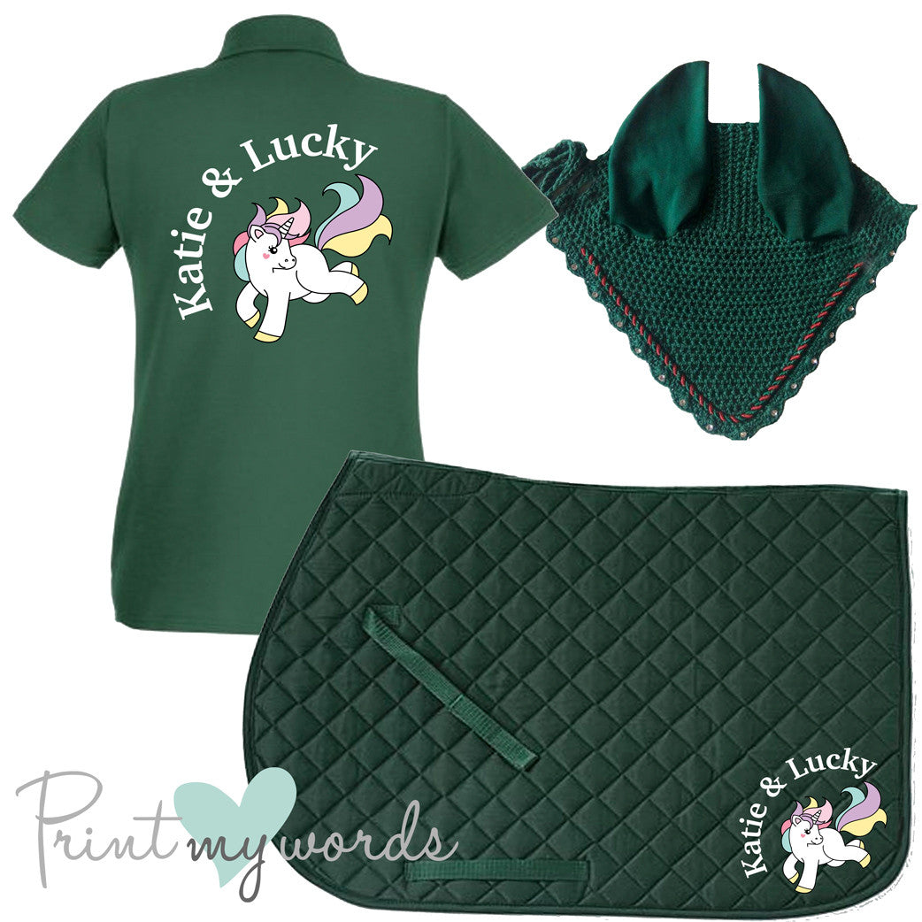 'Cora' Children's Personalised Matching Equestrian Set - Unicorn Design