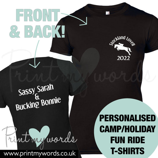 Personalised Fun Equestrian T-Shirt Camp Holiday Fun Ride - Jump Design