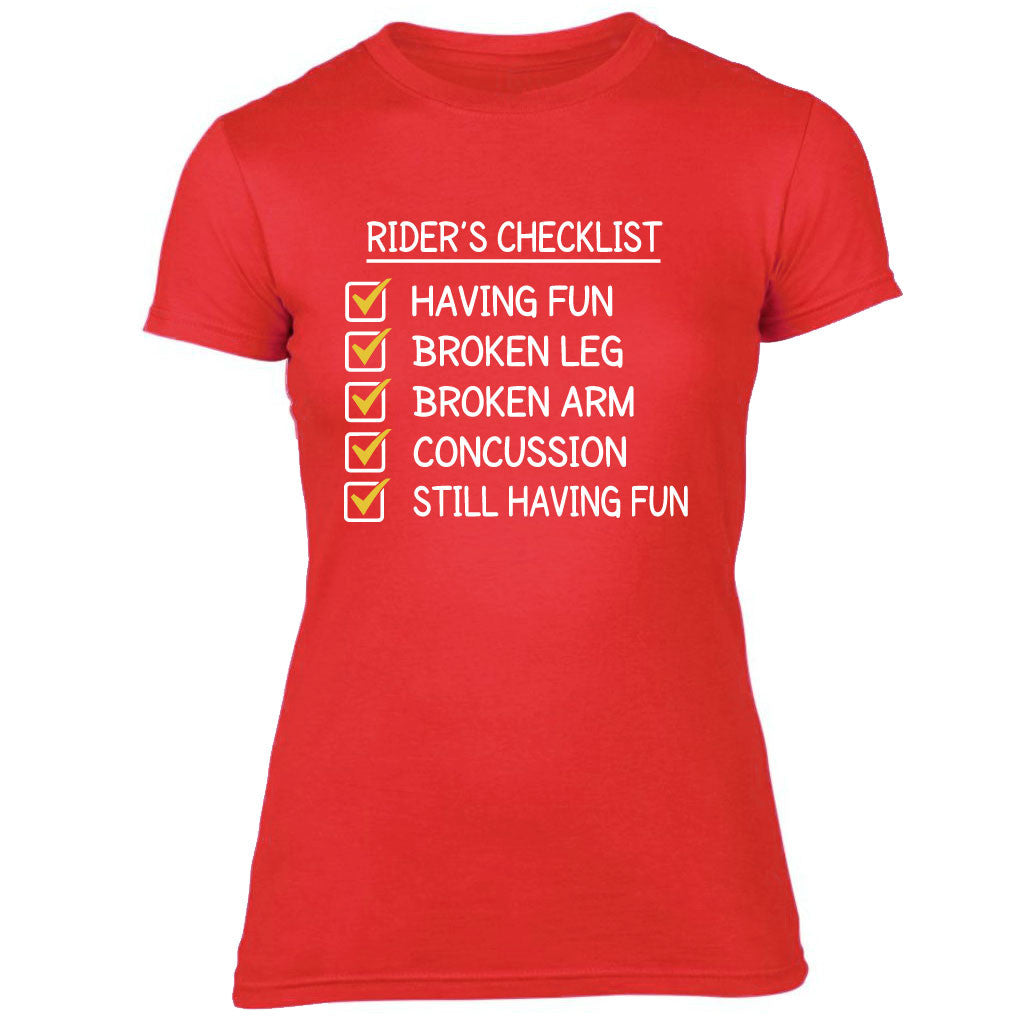 Rider's Checklist Funny Equestrian T-shirt