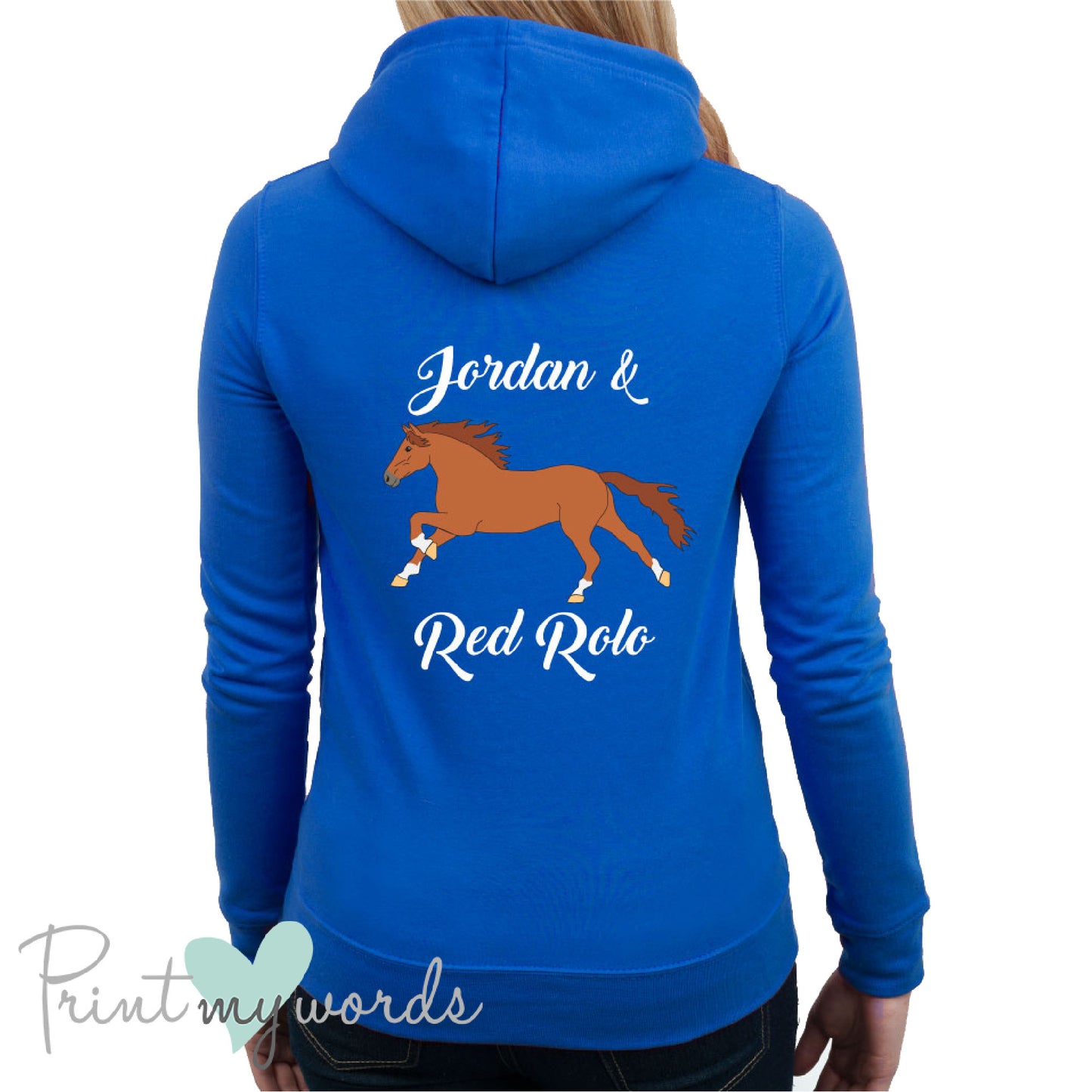 Elegant Fully Personalised Equestrian Hoodie Made To Resemble Your Horse