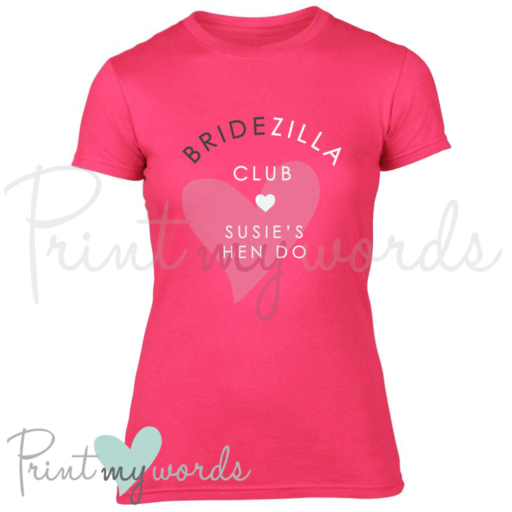 Personalised Hen Party T-Shirt - Bridezilla Club