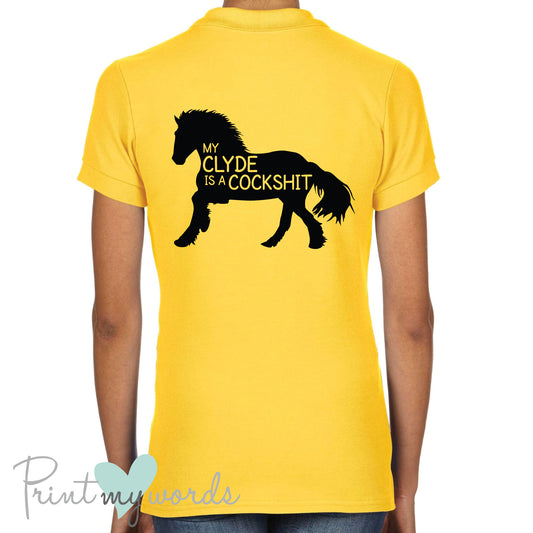 My Clyde is a Cockshit Funny Equestrian Polo Shirt