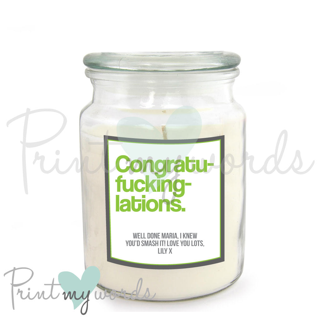 Personalised Cheeky Scented Candle - Congratufuckinglations