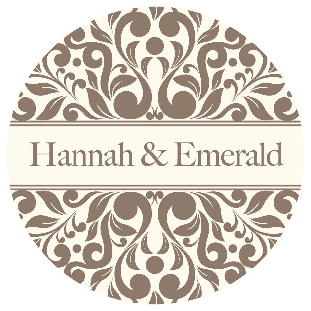 Personalised Damask Style Equestrian Stickers - Pack of 10.