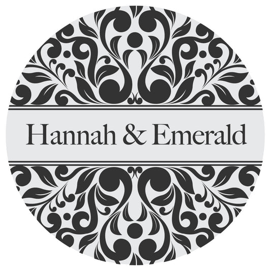 Personalised Damask Style Equestrian Stickers - Pack of 10.