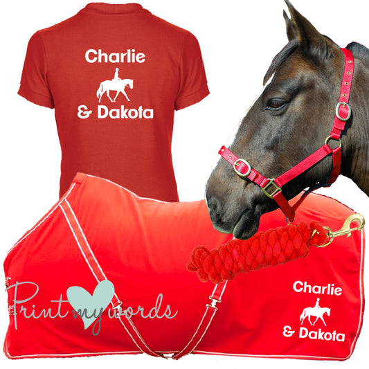 'Lola' Children's Personalised Matching Equestrian Set - Dressage Design