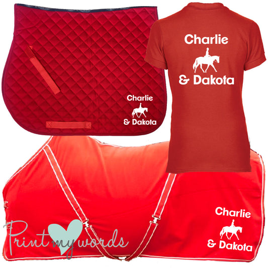 'Kitty' Children's Personalised Matching Equestrian Set - Dressage Design