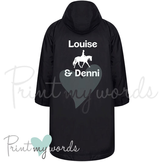 Personalised All-Weather Robe Equestrian Long Coat - Dressage Design