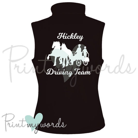 Personalised Equestrian Soft Shell Body Warmer Gilet Jacket - Carriage Driving Team
