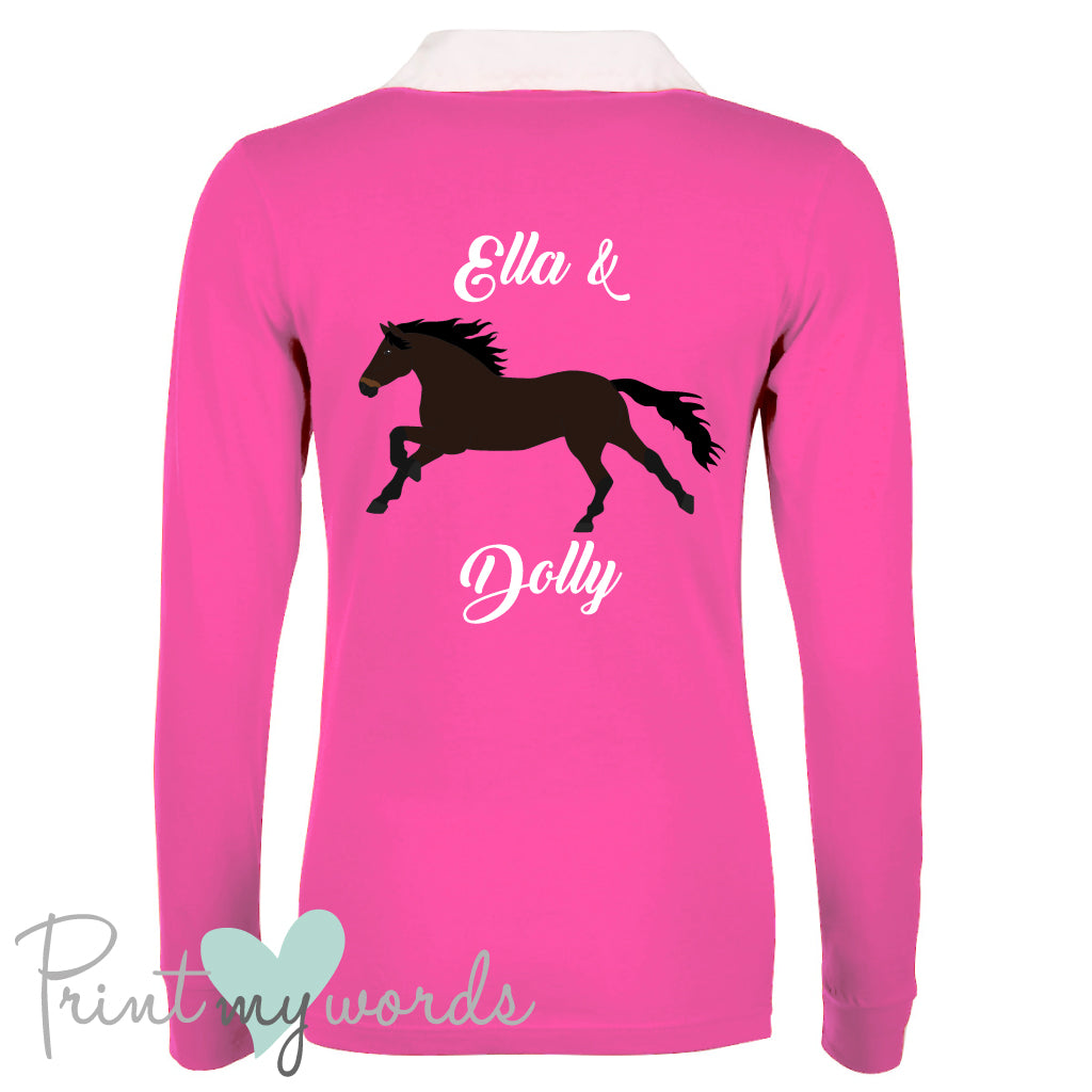 Ladies Personalised Long Sleeve Equestrian Rugby Shirt - Elegant Design