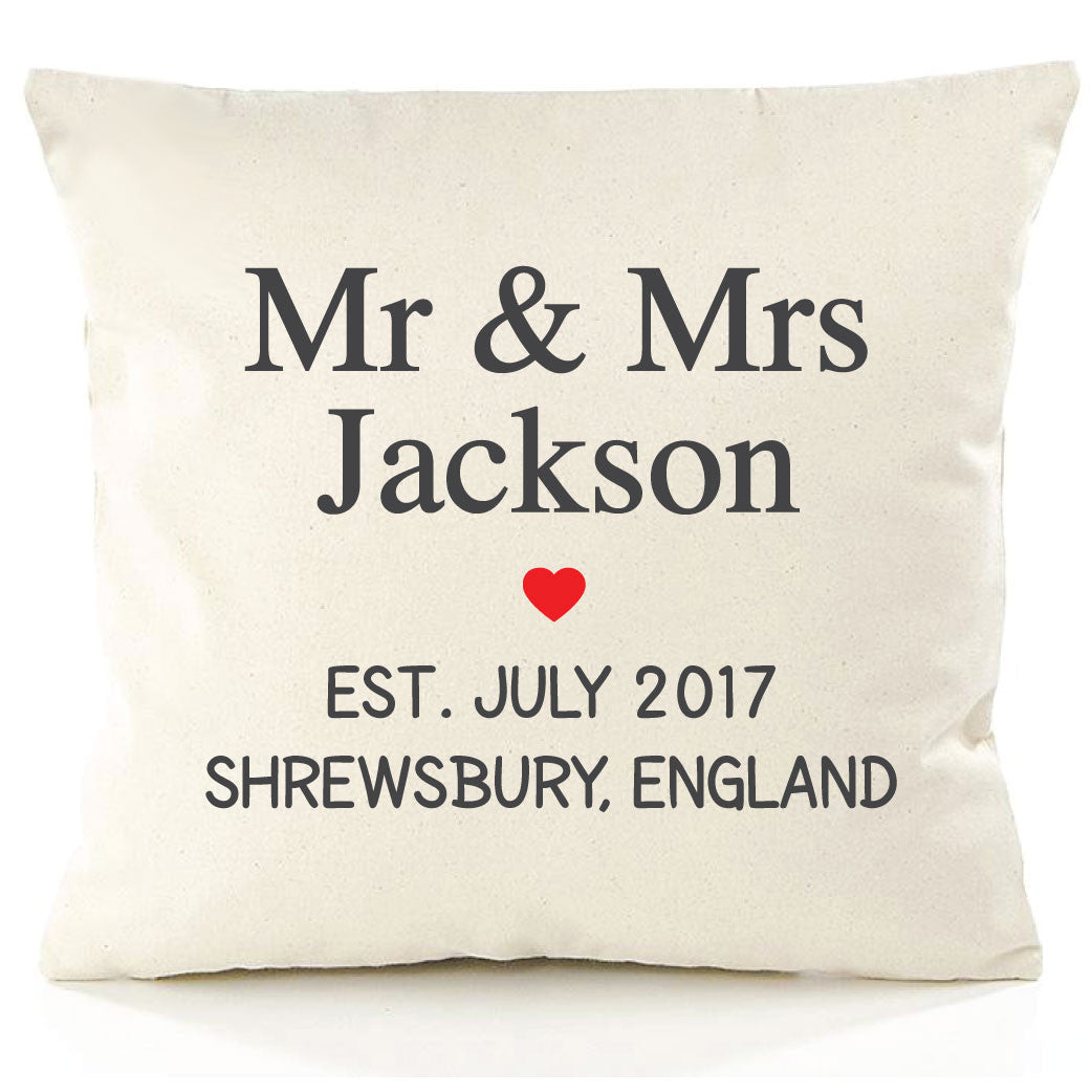 Personalised Mr & Mrs Cushion Cover