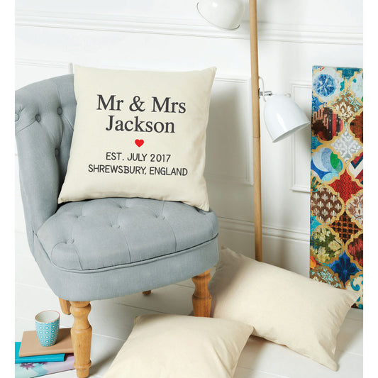 Personalised Mr & Mrs Cushion Cover