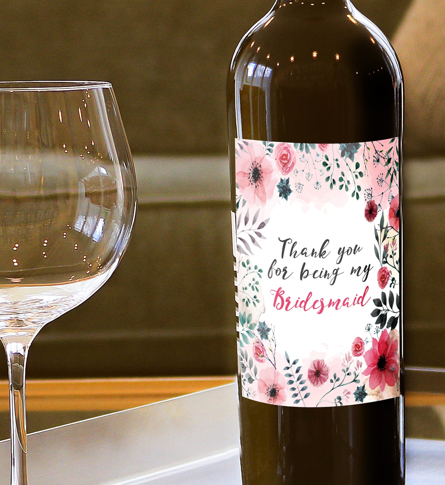 Thank You for Being my Bridesmaid/Maid of Honour Wine Bottle Label