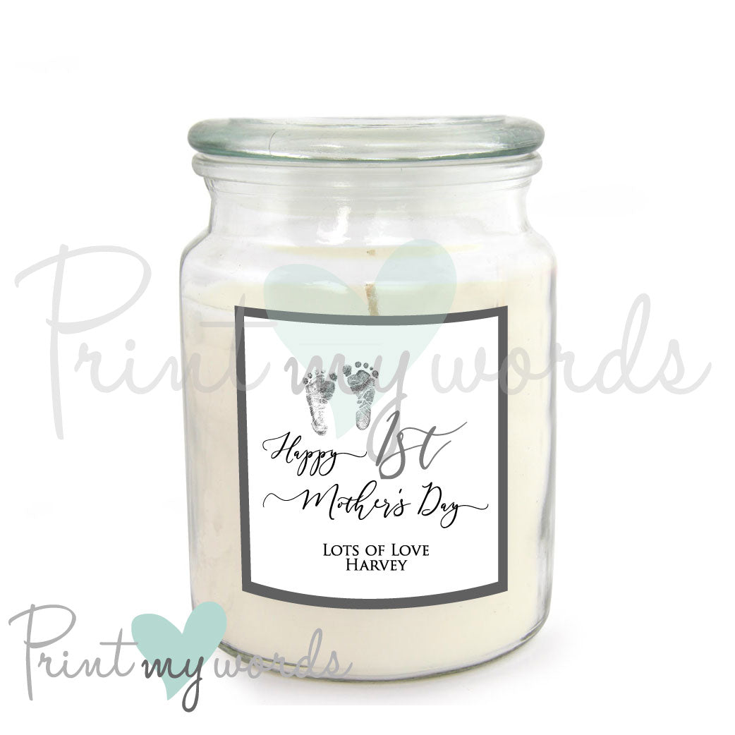 Personalised Mother's Day Scented Candle - Footprints Design