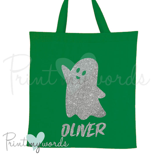 Personalised Trick Or Treat Halloween Cotton Tote Bag - Ghost