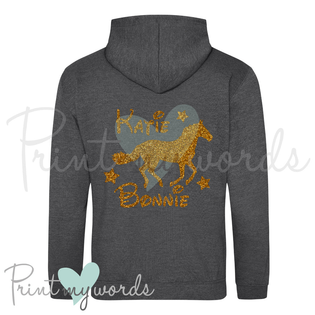 Personalised Glitter Equestrian Hoodie - Magical Cantering Design