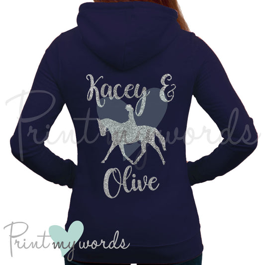 Personalised Glitter Equestrian Hoodie - Classical Design