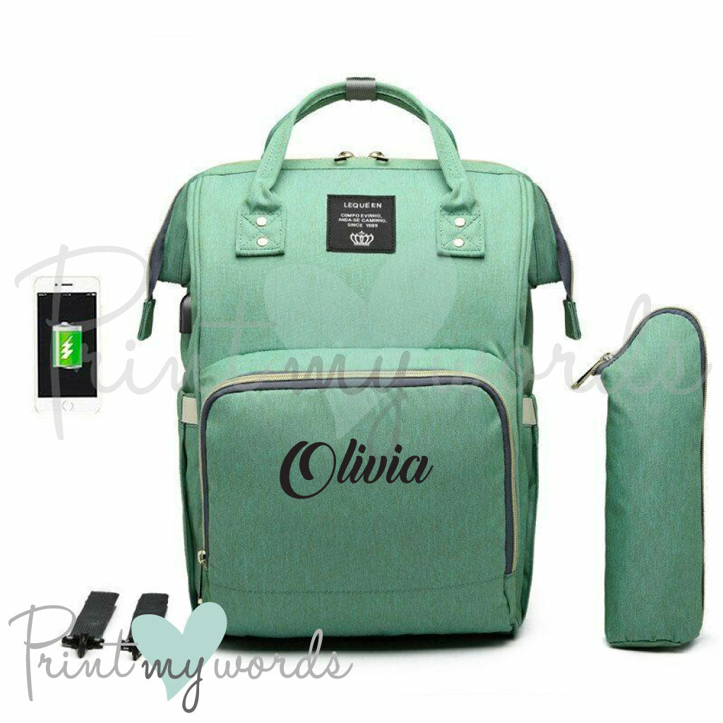 Personalised Multiway USB Baby Changing Bag Maternity Backpack Rucksack