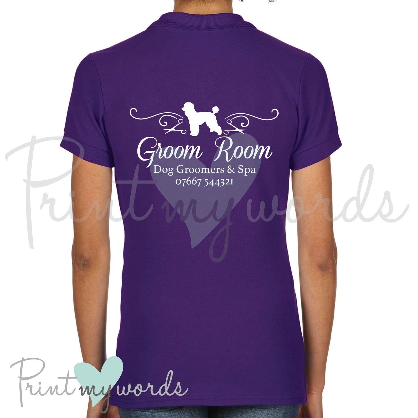 Personalised Dog Grooming Business Polo Shirt