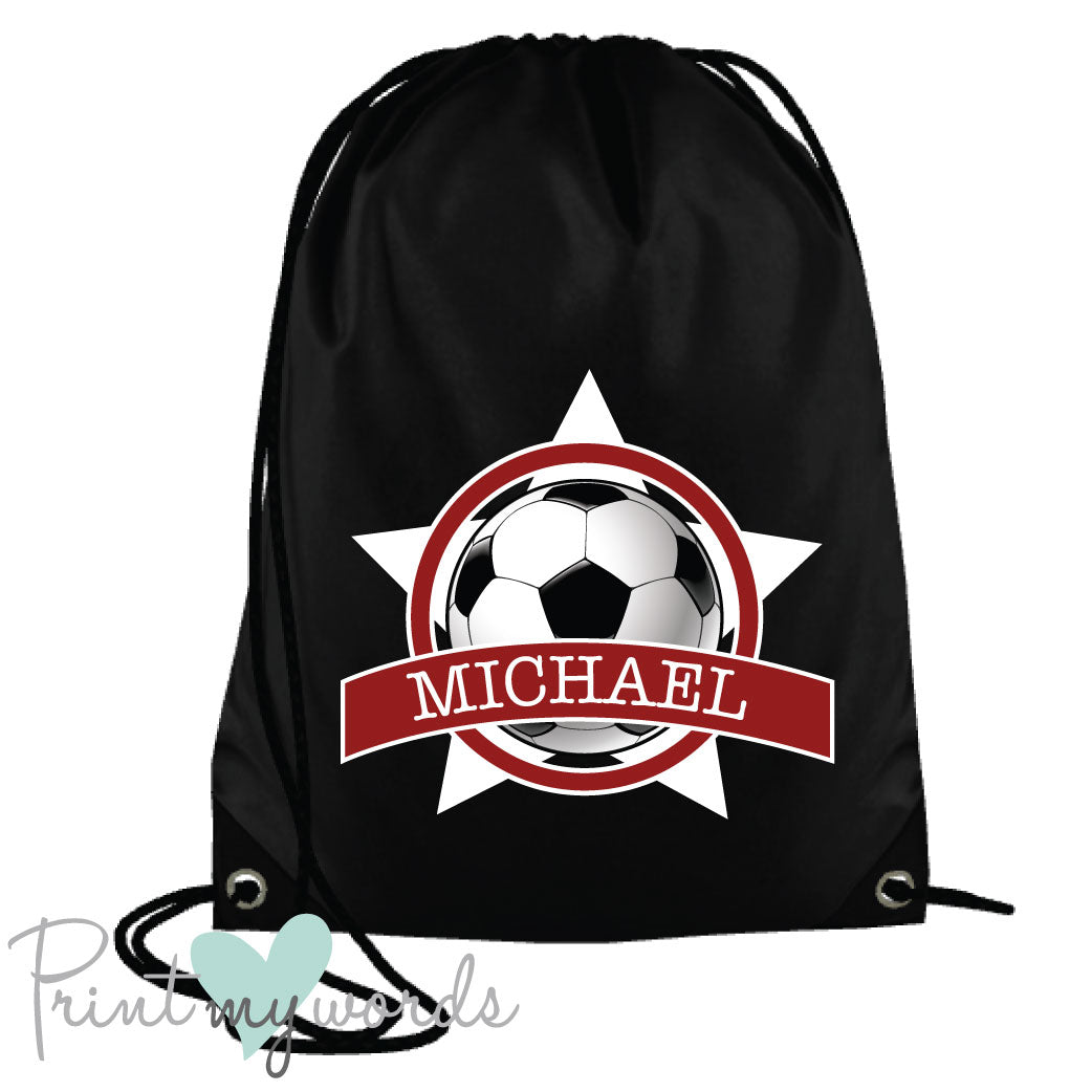 Children's Personalised Football P.E. Drawstring Bag