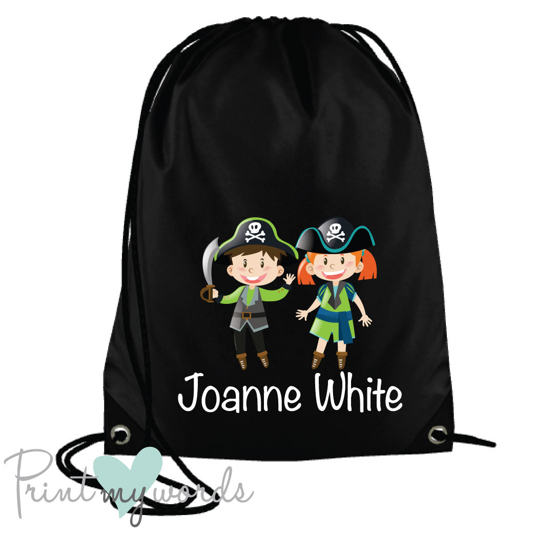 Children's Personalised Pirate P.E. Drawstring Bag