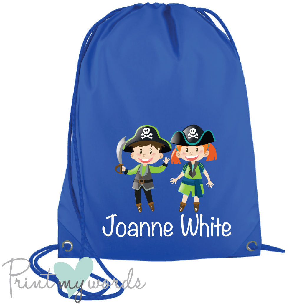 Children's Personalised Pirate P.E. Drawstring Bag