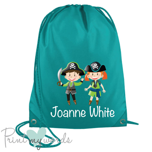 Children's Personalised Pirate P.E. Drawstring Bag