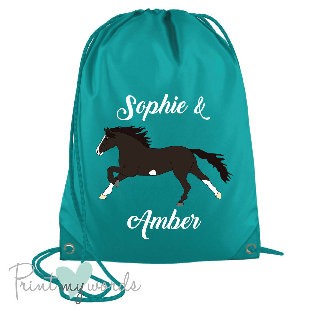 Personalised Equestrian Elegant Style Drawstring Bag