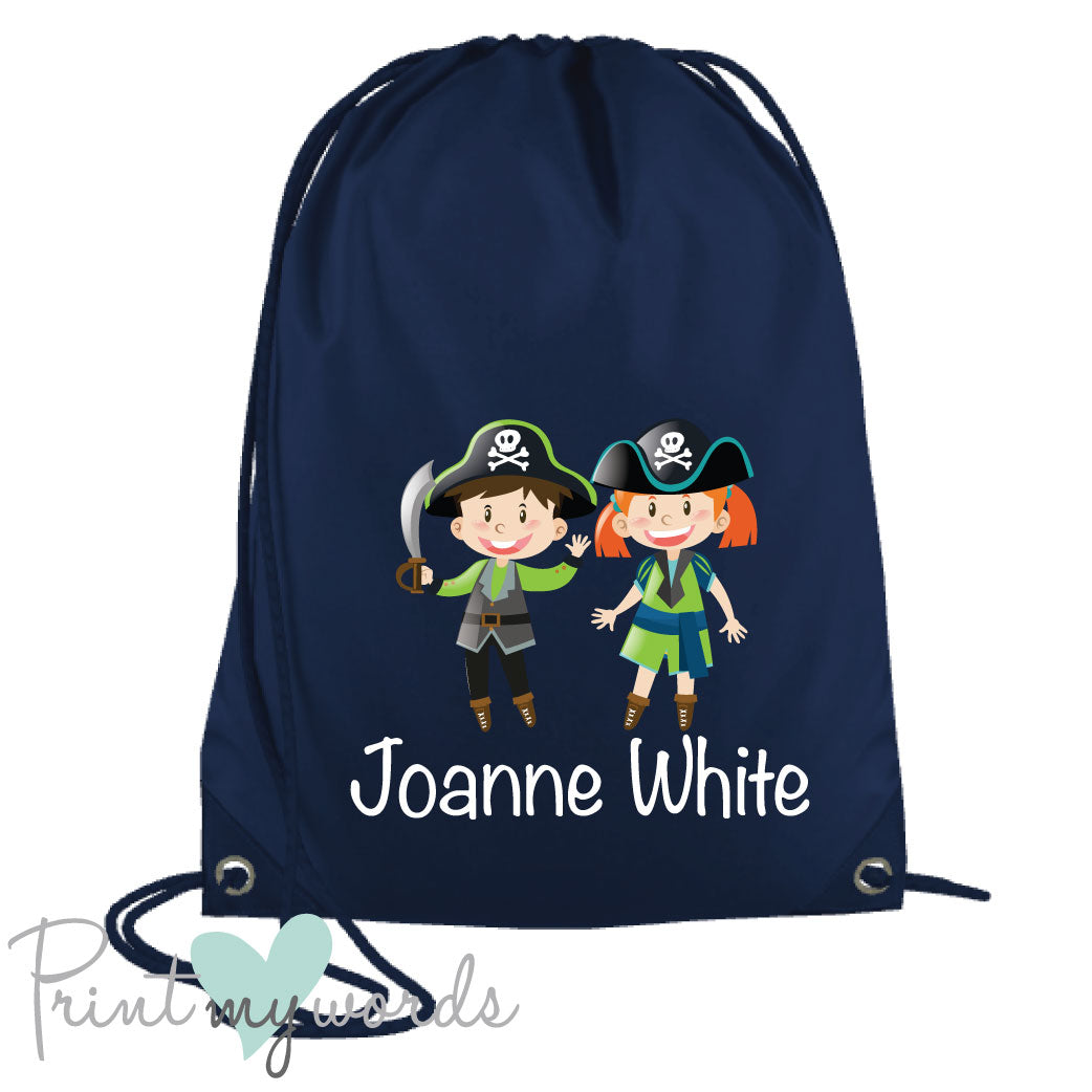 Children's Personalised Pirate P.E. Drawstring Bag