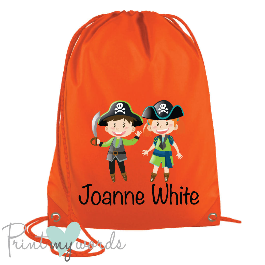 Children's Personalised Pirate P.E. Drawstring Bag