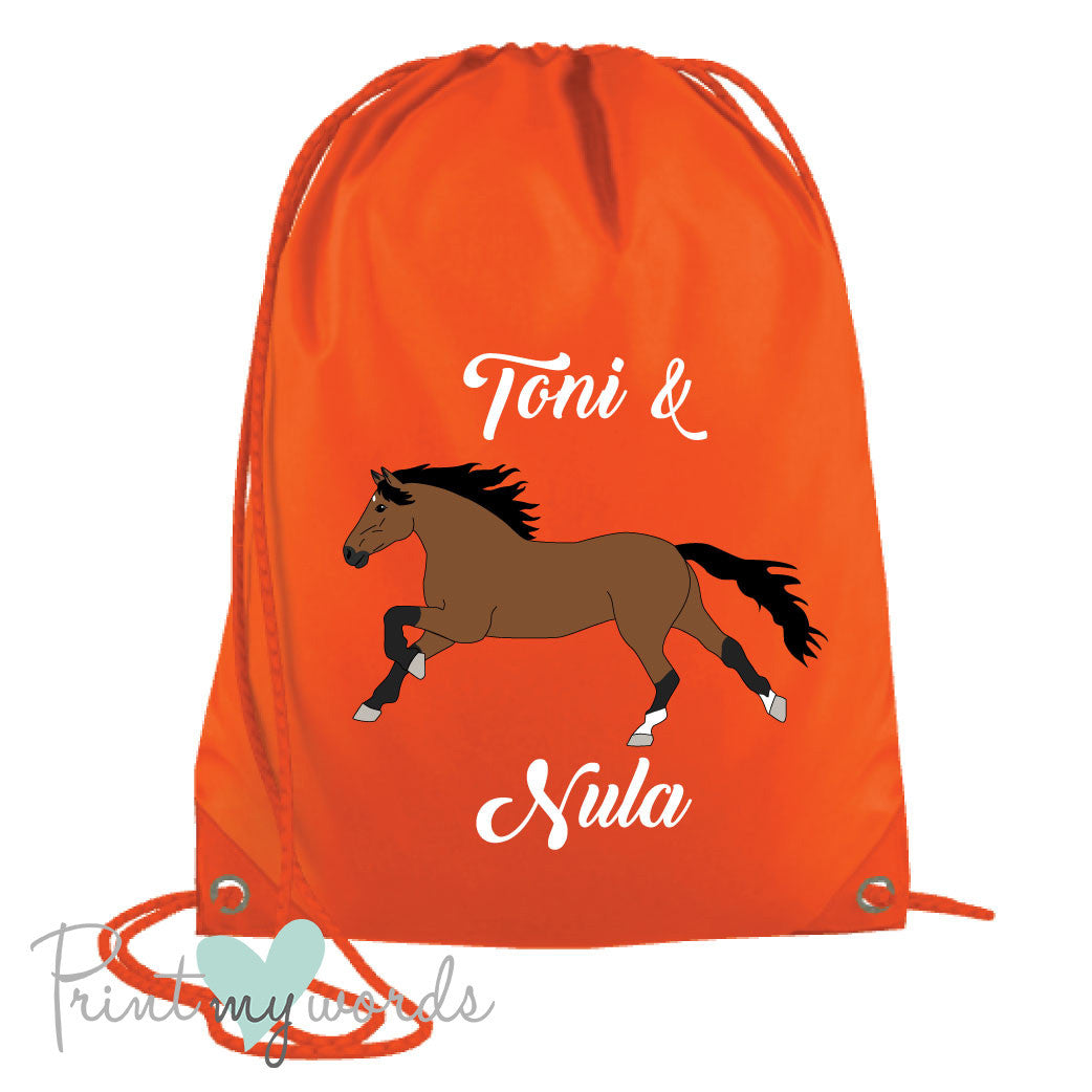 Personalised Equestrian Elegant Style Drawstring Bag